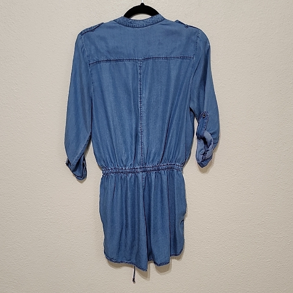 Haute Monde Blue Cuffed Sleeve Tunic Jumpsuit - Picture 8 of 10